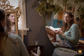 Ceci smiles as she enjoys a slow morning getting ready with her friends at the couple's home on the Northside of Pittsburgh, PA, before her wedding to Brian.